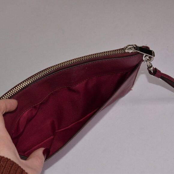 Coach Maroon Mulberry Leather Zip Clutch/Wristlet - Picture 6 of 8